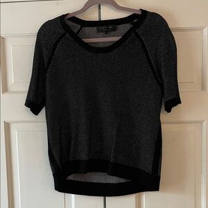 rag & bone Black Mesh Short Sleeve Top